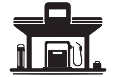 Klasik Benzin İstasyonu Silueti Benzin Pompası ve Tepe Örtüsü Resimleri