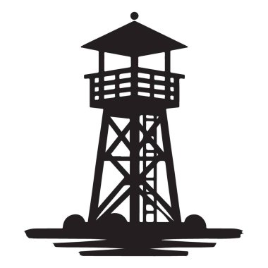 Gözlem Kulesi Siyah Siluet Güvenlik ve Güvenlik için Görüntü