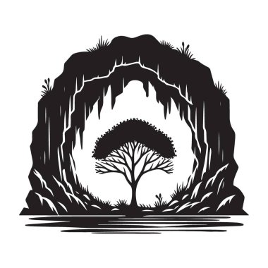 Ağaç Mağarası Manzarası Görüntü Görünümü Vektör Doğa Sahne Tasarımı