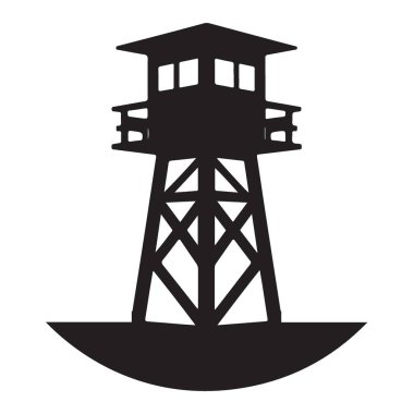 Siluet Ateş İzleme Kulesi İllüstrasyon Vektör Orman Tasarımı İzleme Yapısı