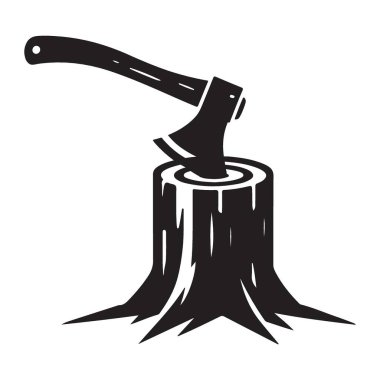 Ağaca Saplı Balta Siluet Çizimi Kereste Temaları