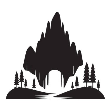 Siluet Dağ Manzarası Görüntü Doğa ve Macera Konsepti