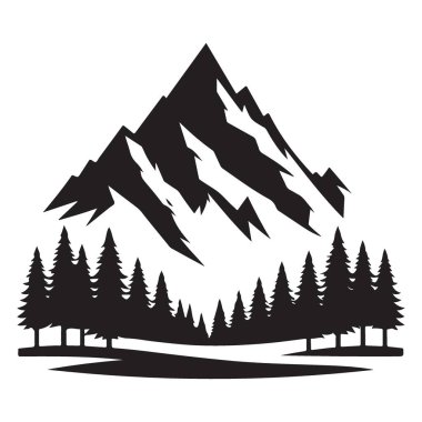 Dağ Zirvesi Silüeti Görünümü Çam Ağacı Ormanı Sahnesi