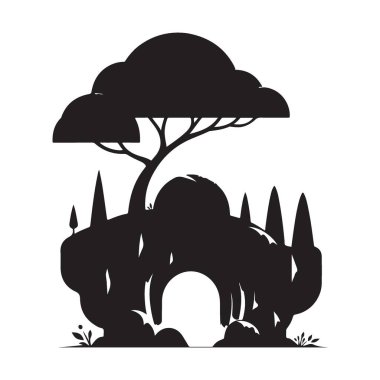 Fil Silueti Görünümü Doğal Kemer Yolu ve Ağaç Sahnesi Görünümü