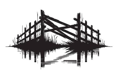 Kırsal Açık Çit Siluet Vektör Doğaya İlham Veren Tasarım İllüstrasyonu