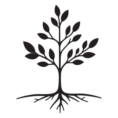 Büyüyen Ağaç Silueti Vektör Resimlendirmesi Büyümeyi ve Dayanıklılığı Sembolize ediyor
