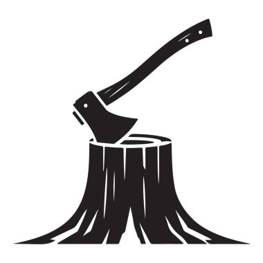 Axe Günlük Kaydı Tıkacı Siluet Vektörü Ahşap Çalışması ve Endüstri Teması