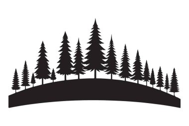 Tepe Vektörü Resimlerinde Çam Ağacı Ormanı 'nın Silueti
