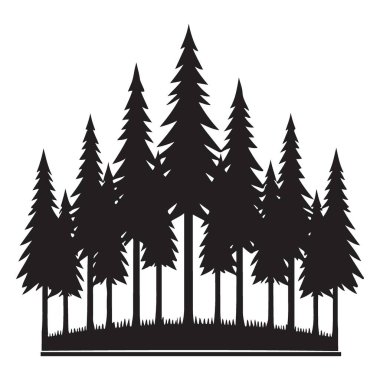 Yoğun Çam Ormanı Silüet Vektör Sanatçı Doğası İlham Verici Tasarım
