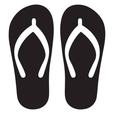 Plaj için Siyah ve Beyaz Terlik Siluet Vektör İllüzyonu