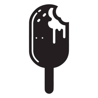 Çikolata kaplı leziz dondurma. Isırık siluetiyle.