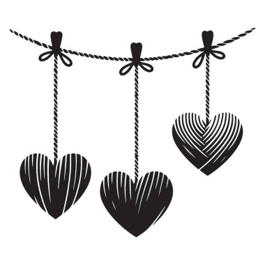 Biçimlendirilmiş Asılı Kalp Silueti Garland Vektör ResimleriName