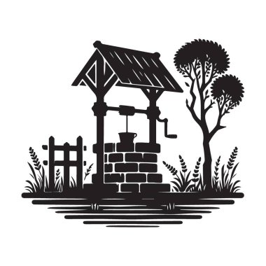 Manzara Ayarlı Resimli Köy Kuyu Vektörü ResimleriComment