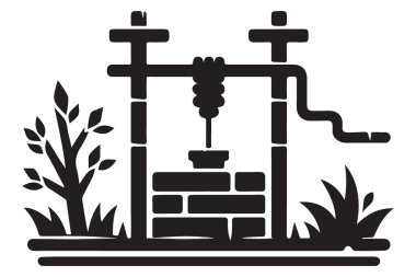 Su Kavramı Tasarımları için Basit Kuyu Silüeti Vektör Sanatı