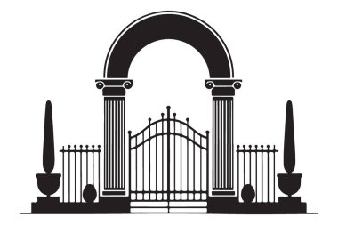 Tarihi veya Lüks Temalar için Zarif Archway Siluet Vektör Simgesi