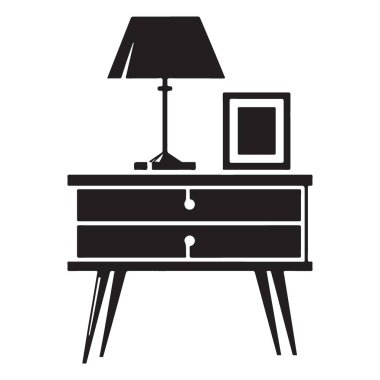 Lamba Çizimi Tasarımlı İki Çekmece Yatak Masası Silüeti