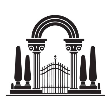 Mimari ve Peyzaj Kullanımı için Büyük Mimarlık Kapısı Silüet Vektörü