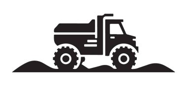 Canavar Kamyonu Silüeti Vektörü Grafik Ağır Görev Çizimi