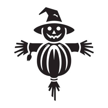 Sonbahar ve Cadılar Bayramı Temaları için Korkuluk Çizimi Siluet Biçimi