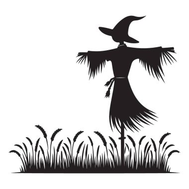 Kırsal Korkuluk Silueti Bir Tarlada Hasat Zamanı Koruması