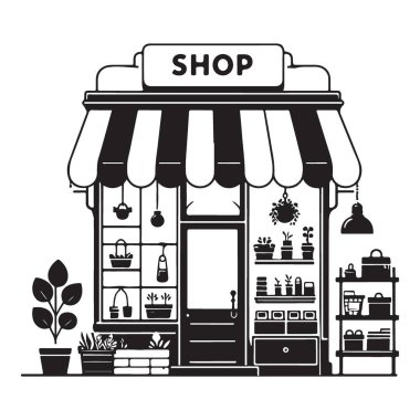 Vintage Style Shopfront Bitki Rafları ve Dekoratif Ögeler