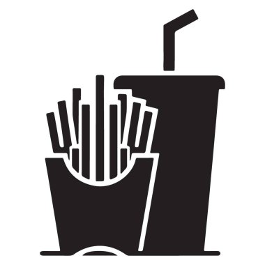Vektör Fast Food Kombo Silueti Patates kızartması ve meşrubat