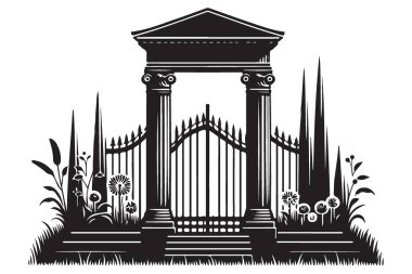 Süslü Kapı Resimlerinin Silüeti Giriş ve Güvenlik