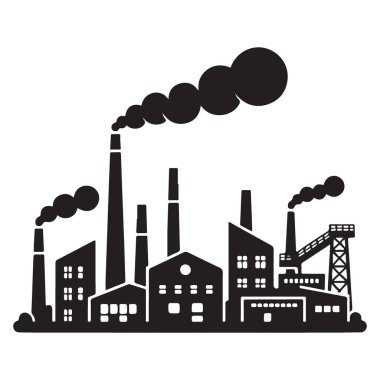 Siluet Endüstri Fabrikası Modern Üretim için Vektör İllüstrasyonu