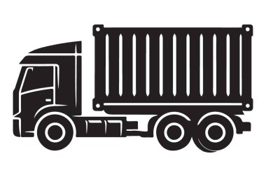 Nakliye Aracı Çizim Vektörü Siyah Siluet Lojistik Pazarlama için Mükemmel