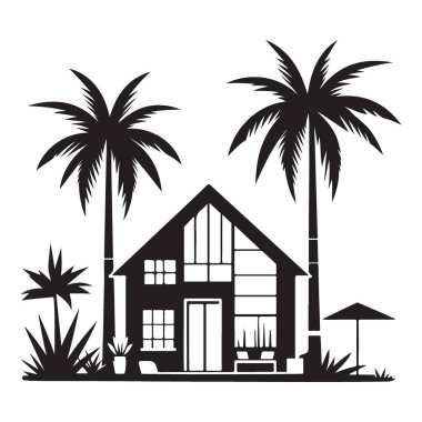 Tropik Cennet Evi Kaçamağı Palmiye Ağacı Güzelliği