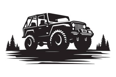 Off Road Jeep Silueti Doğada Maceraya Hazır
