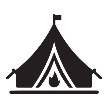 Dışarıdaki Maceralar İçin Sıcak Şenlik Ateşi Silueti olan Kamp Çadırı