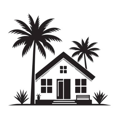 Palm Trees for Tatil Kaçamakları İçin Tropikal Ev Silueti