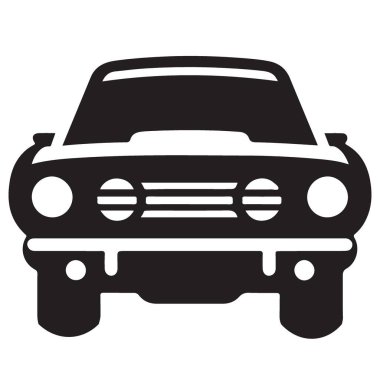 Klasik Araba Silueti Ön Görünüm Otomotiv Simgesi Tasarımı