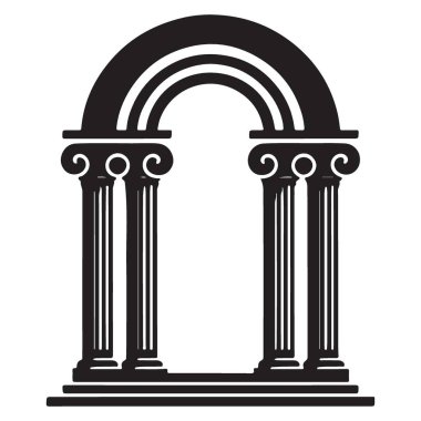 Ayrıntılı Roma Klasik Archway Vektör Grafik Silüeti Tasarımı