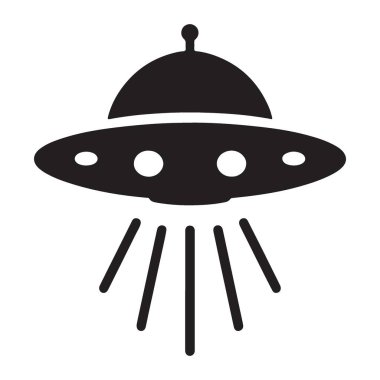 İniş Işını Bilim Kurgu Tasarımı ile Retro UFO Uzay Gemisi Simgesi