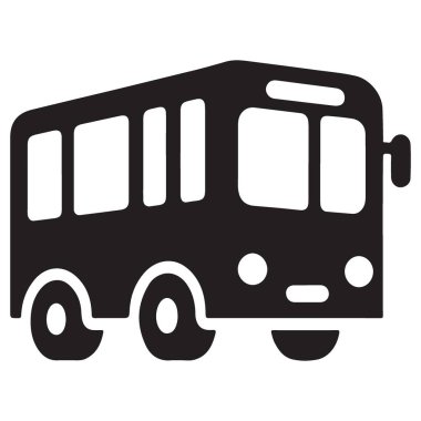 Ulaşım ve Seyahat Tasarımı için Siyah Siluet Otobüs Vektör ResmiName