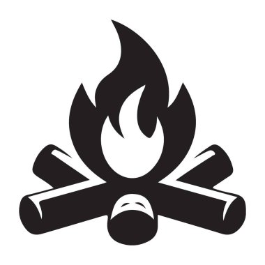 Siluet Kamp Ateşi Vektörü Vahşi Yaşam Macerası Temaları için Tırmanma Grafiği