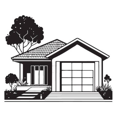 Garaj ve Peyzaj Minimalist Tasarımı ile Modern Ev Resimleri