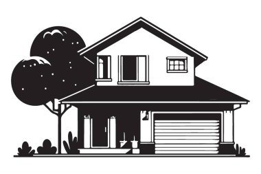 Güzel Garajlı İki Hikaye Evi İllüstrasyonu Güzel Emlak