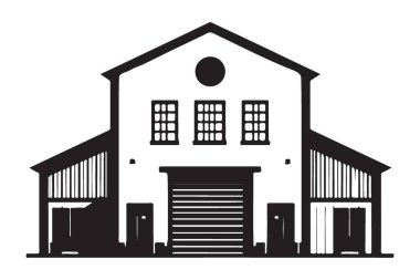 Kara Siluet Vektör Çizim Binası Yuvarlak Kapılı