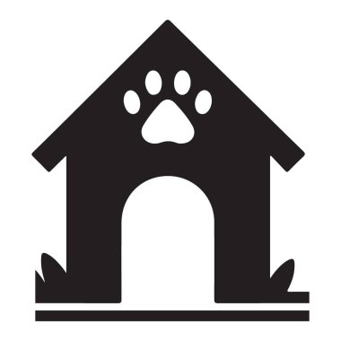 Köpek Evi Silueti Vektör Resim Pençesi Yazdırma Sığınağı Simgesi Simgesi