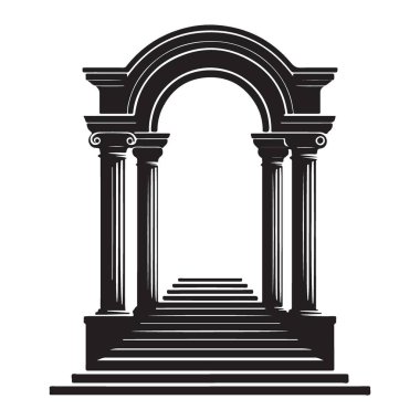 Antik Archway Siluet Vektör Resim Tapınağı Giriş Tasarımı
