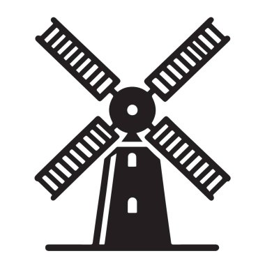 Yenilenebilir Enerji Projeleri için Majestic Windmill Siluet Vektör İlülasyonu