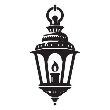 Işıklandırma Tasarımları için Klasik Fener Silueti Vektör İllüstrasyonu