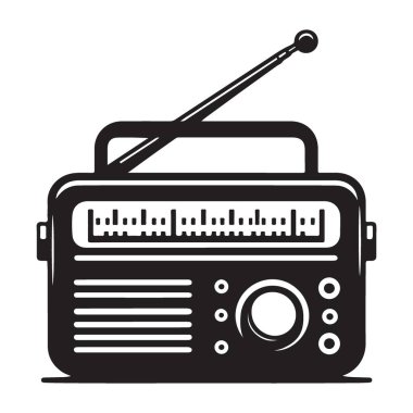Müzik Projeleri için Klasik Radyo Siluet Vektörü İllüstrasyonu