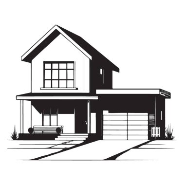 Modern Ev Vektörü İllüstrasyonu Mimari Tasarım Projeleri İçin Mükemmel