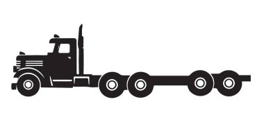 Kara Yarı Kamyon Siluet Vektör Taşımacılık Endüstrisi İllüstri