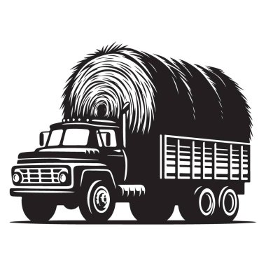 Saman Kamyonu Silueti Vektör İllüstrasyon Tarım ve Tarım Tasarımı