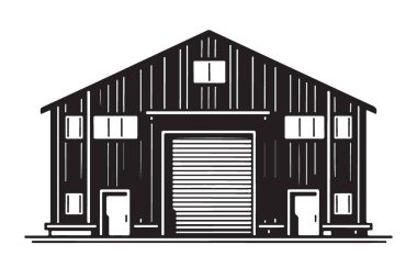 Siluet Depo Binası Dış Tasarım Mimarisi Vektörü